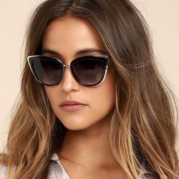 Black & Gold Cat Eye Sunglasses - Picture 2 of 7